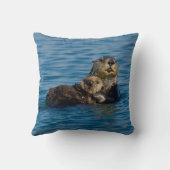 最も可愛い赤ん坊の動物 |マザー&ベビーシーオッター クッション (裏面)