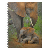 最も可愛い赤ん坊の動物 |ママゾウ&ベビー ノートブック (正面)