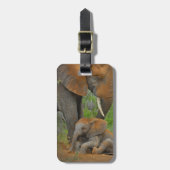 最も可愛い赤ん坊の動物 |ママゾウ&ベビー ラゲッジタグ (正面縦)