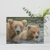 最も可愛い赤ん坊の動物 |ママベア&彼女の子供 サンキューカード (スタンド正面)