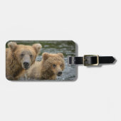 最も可愛い赤ん坊の動物 |ママベア&彼女の子供 ラゲッジタグ (正面横)