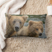 最も可愛い赤ん坊の動物 |ママベア&彼女の子供 ランバークッション (ブランケット)