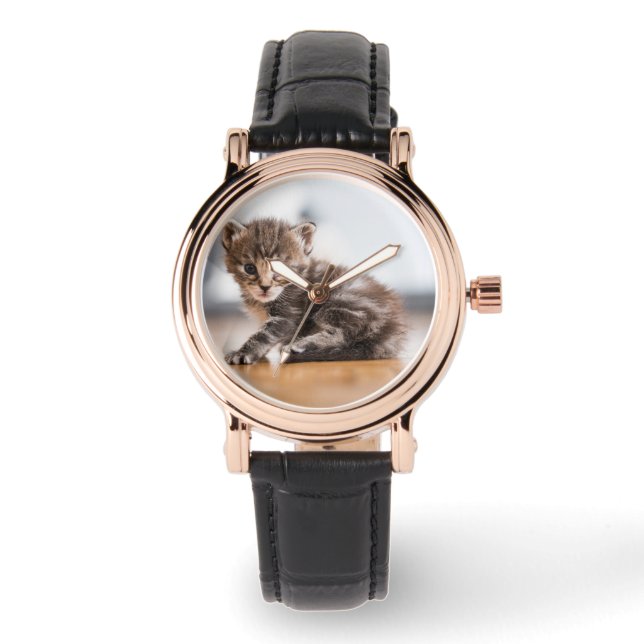 最も可愛い赤ん坊の動物 |ミニ虎猫子猫 腕時計 (正面)