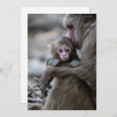 最も可愛い赤ん坊の動物 |モンキー日本のとベビー サンキューカード (正面/裏面)