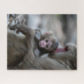 最も可愛い赤ん坊の動物 |モンキー日本のとベビー ジグソーパズル (横)