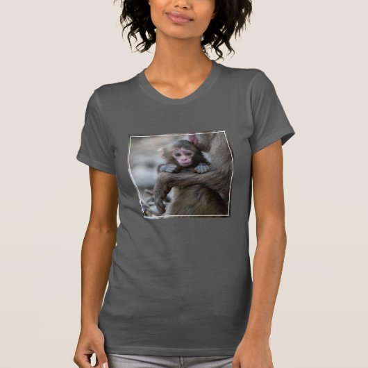 最も可愛い赤ん坊の動物 |モンキー日本のとベビー Tシャツ (正面)