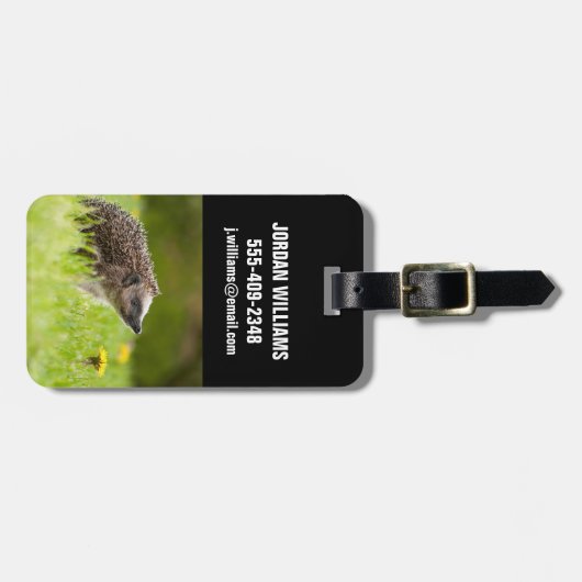 最も可愛い赤ん坊の動物 |ヨーロッパのヘッジホッグ ラゲッジタグ (正面横)