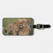 最も可愛い赤ん坊の動物 |ライオンの子と母 ラゲッジタグ (正面横)