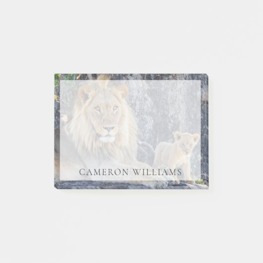 最も可愛い赤ん坊の動物 |ライオンパパ&カブ ポストイット (正面)