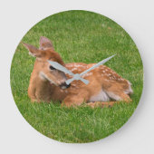 最も可愛い赤ん坊の動物 |リトルファウン ラージ壁時計 (正面)