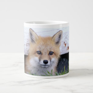 最も可愛い赤ん坊の動物 レッドキツネキットのピーク ジャンボコーヒーマグカップ