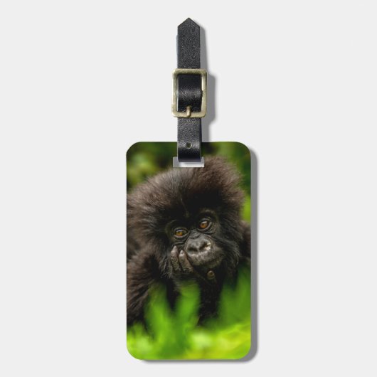 最も可愛い赤ん坊の動物 |乳児マウンテンゴリラ ラゲッジタグ (正面縦)