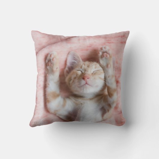 最も可愛い赤ん坊の動物 |小さなオレンジのストライプの子猫 クッション (裏面)
