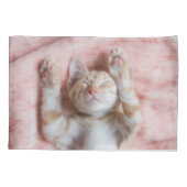 最も可愛い赤ん坊の動物 |小さなオレンジのストライプの子猫 枕カバー (裏面)