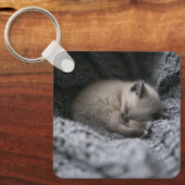 最も可愛い赤ん坊の動物 |小さな子猫が寝ている キーホルダー (正面)