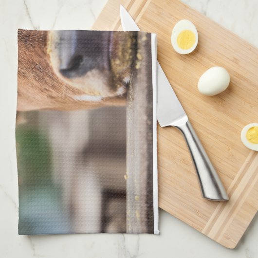 最も可愛い赤ん坊の動物 |小さな牛のふくらはぎ キッチンタオル (四つ折り)