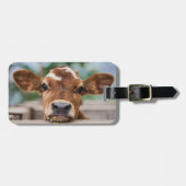 最も可愛い赤ん坊の動物 |小さな牛のふくらはぎ ラゲッジタグ (正面横)