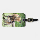 最も可愛い赤ん坊の動物 |愛らしいキツネキット&ママ ラゲッジタグ (正面横)