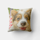 最も可愛い赤ん坊の動物 |愛国心のあるコーギの子犬 クッション (裏面)