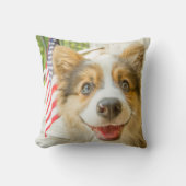 最も可愛い赤ん坊の動物 |愛国心のあるコーギの子犬 クッション (正面)