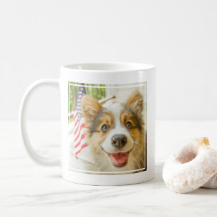 最も可愛い赤ん坊の動物 愛国心のあるコーギの子犬 コーヒーマグカップ