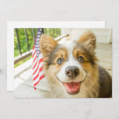 最も可愛い赤ん坊の動物 |愛国心のあるコーギの子犬 サンキューカード (正面/裏面)