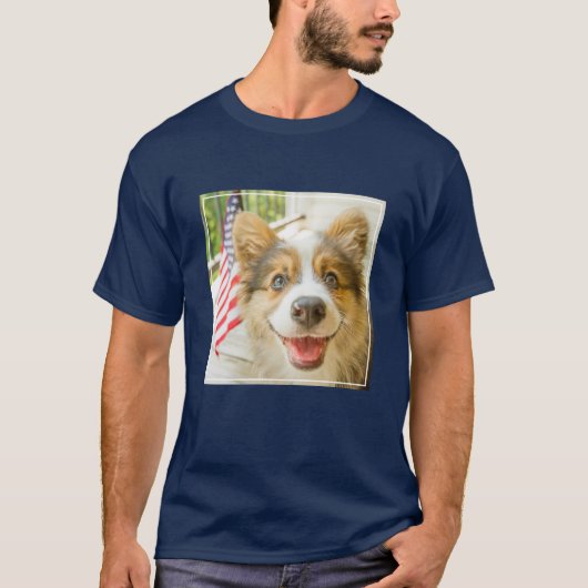 最も可愛い赤ん坊の動物 |愛国心のあるコーギの子犬 Tシャツ (正面)