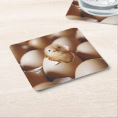 最も可愛い赤ん坊の動物 |新生児 スクエアペーパーコースター (アングル)