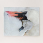 最も可愛い赤ん坊の動物 |母とベビーミュートスワン ジグソーパズル (横)