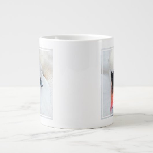 最も可愛い赤ん坊の動物 |母とベビーミュートスワン ジャンボコーヒーマグカップ (正面)