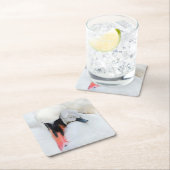 最も可愛い赤ん坊の動物 |母とベビーミュートスワン スクエアペーパーコースター (インサイチュ)