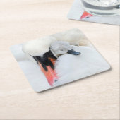 最も可愛い赤ん坊の動物 |母とベビーミュートスワン スクエアペーパーコースター (アングル)