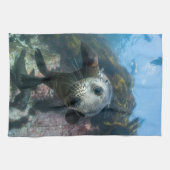 最も可愛い赤ん坊の動物 |水中ケープの毛皮シール キッチンタオル (横)