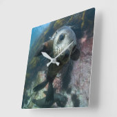 最も可愛い赤ん坊の動物 |水中ケープの毛皮シール スクエア壁時計 (傾斜)