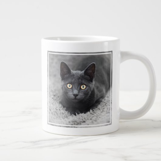 最も可愛い赤ん坊の動物 |灰色の猫 ジャンボコーヒーマグカップ (右)