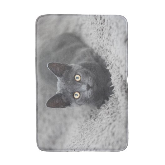 最も可愛い赤ん坊の動物 |灰色の猫 バスマット (正面縦)