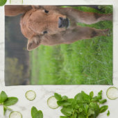 最も可愛い赤ん坊の動物 |牛と子牛 キッチンタオル (折り畳み)