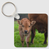 最も可愛い赤ん坊の動物 |牛と子牛 キーホルダー (正面)