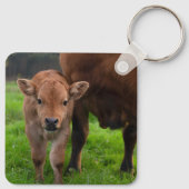 最も可愛い赤ん坊の動物 |牛と子牛 キーホルダー (裏面)