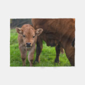 最も可愛い赤ん坊の動物 |牛と子牛 フリースブランケット (正面(横))