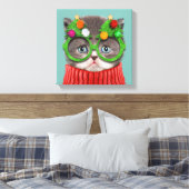 最も可愛い赤ん坊の動物 |猫クリスマスセーター キャンバスプリント (インサイチュ (寝室))