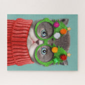 最も可愛い赤ん坊の動物 |猫クリスマスセーター ジグソーパズル (横)