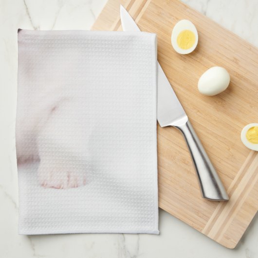 最も可愛い赤ん坊の動物 |白いコーギの子犬 キッチンタオル (四つ折り)