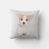 最も可愛い赤ん坊の動物 |白いコーギの子犬 クッション (正面)