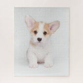 最も可愛い赤ん坊の動物 |白いコーギの子犬 ジグソーパズル (縦)