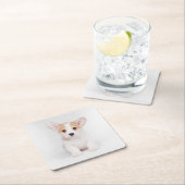 最も可愛い赤ん坊の動物 |白いコーギの子犬 スクエアペーパーコースター (インサイチュ)