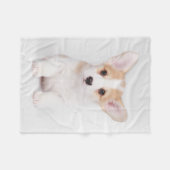 最も可愛い赤ん坊の動物 |白いコーギの子犬 フリースブランケット (正面(横))