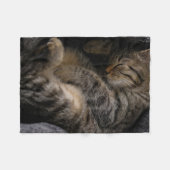 最も可愛い赤ん坊の動物 |眠れるタビー猫 フリースブランケット (正面(横))