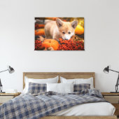 最も可愛い赤ん坊の動物 秋のコギの子犬 キャンバスプリント (インサイチュ (寝室))