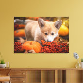 最も可愛い赤ん坊の動物 秋のコギの子犬 キャンバスプリント (インサイチュ (リビング))